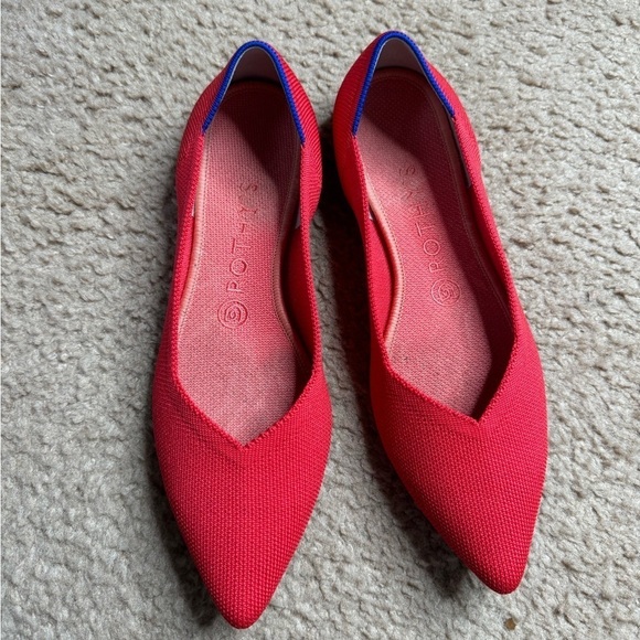 Rothy’s red knit pointed toe slip on flat 8.5 - Picture 2 of 6